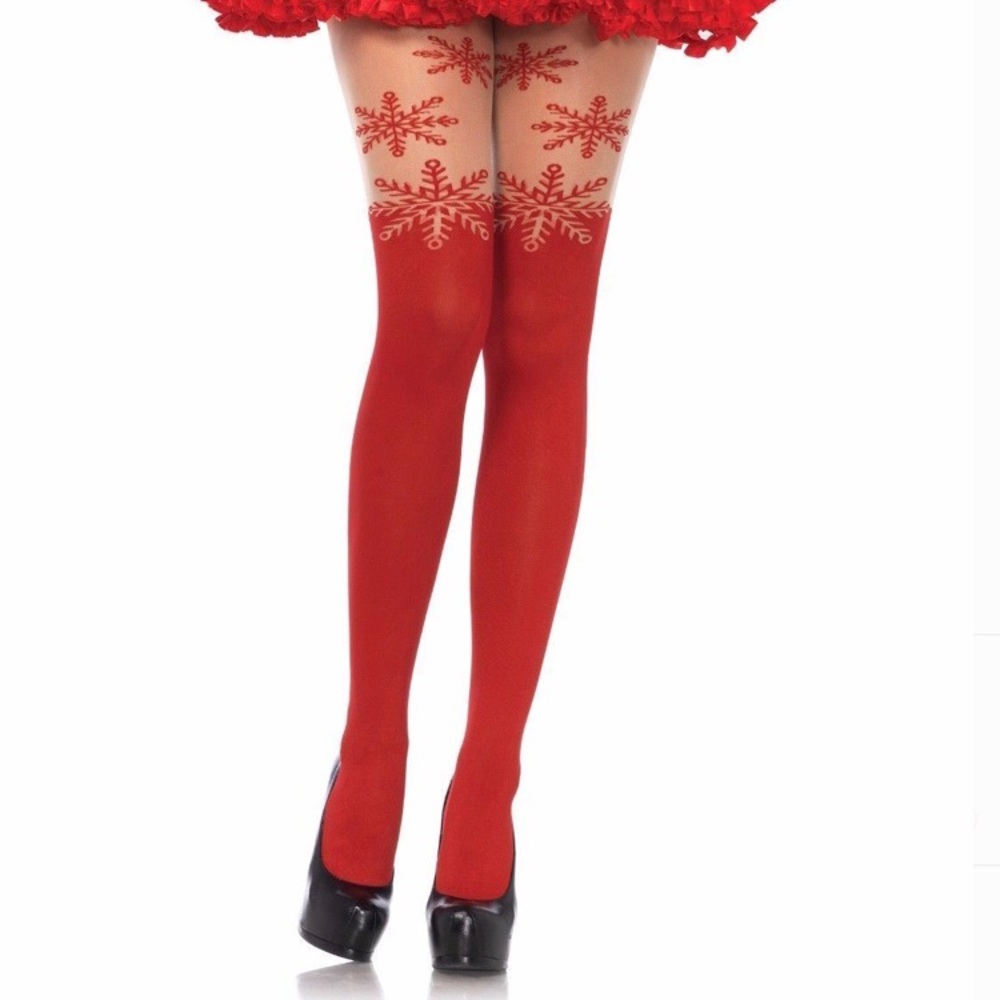 Red Snowflake Tights Christmas